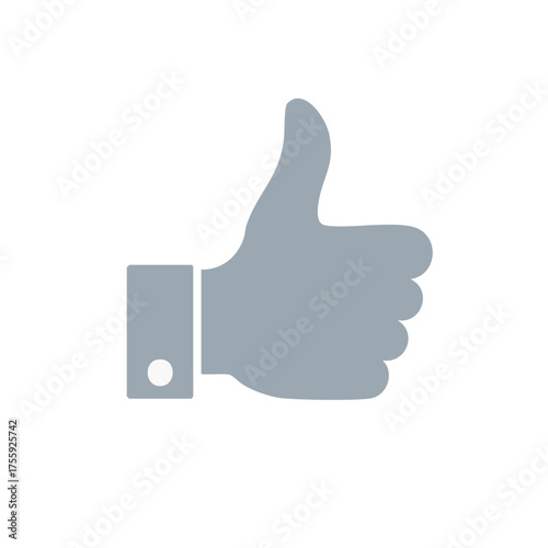 Gray hand gesture of thumbs up icon. Social media like symbol concept.