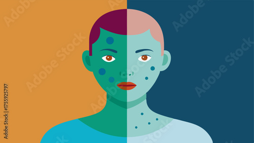 Before and After A split image showing a dull polluted skin on one side and a radiant clear skin on the other indicating the effects of nanotechnological detoxification.