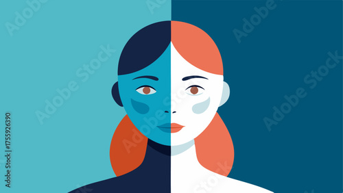 Before and After A split image of a face mask on a persons face with one side showing loose skin and the other side with tightened firmed skin illustrating the efficacy of the