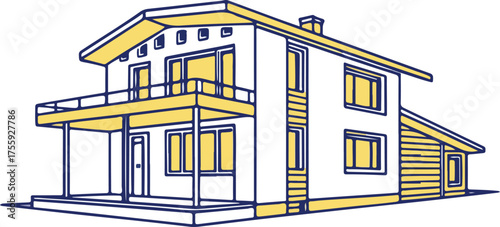 3d rendered colorful house exterior isolated on a white background