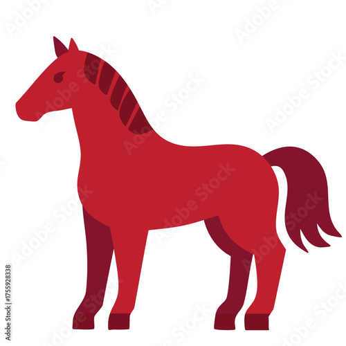 Chinese New Year 2026, the year of the Horse, red and gold line art characters, simple hand-drawn Asian elements with craft (Chinese translation: Happy Chinese New Year 2026, year of the Horse)