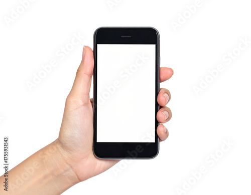 Wallpaper Mural Close-up of a hand holding a modern smartphone with a blank white screen Torontodigital.ca