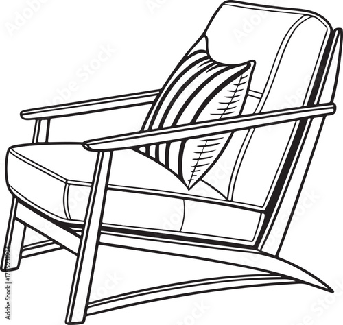 Artistic hand-drawn rocking chair vector design representing a classic home furniture illustration