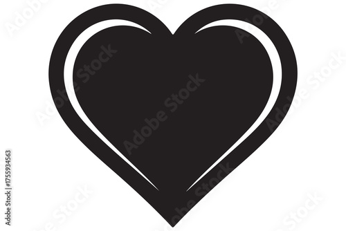 Human heart silhouette icon illustration in black color isolated on white background
