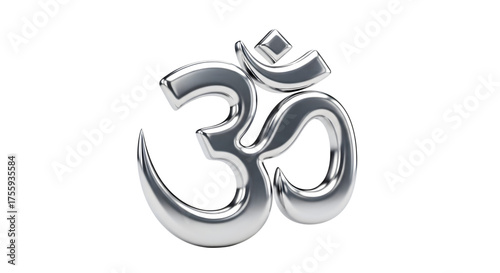 Silver om symbol isolated on transparent background spiritual meditation yoga