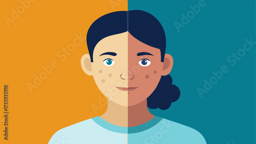 BeforeandAfter Comparison Two sidebyside facial illustrations showing pronounced hyperpigmentation on the left and clearer more even skin tone on the right.
