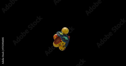 alpha matte transparent background social media emojis popping from nowhere, glossy 3d reaction icons burst for vfx overlays and motion design