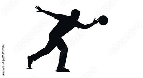 Dynamic bowler in silhouette poised to strike, capturing the thrill and focus of the game with powerful movement.