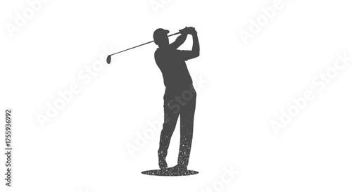 Dynamic silhouette of a golfer mid-swing, capturing the power and focus of the game, perfect for sports and lifestyle promotions.