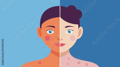 Before and After Two sidebyside illustrations showcasing skin before treatment dull and uneven and after featuring a vibrant and smooth complexion with highlighted effects from