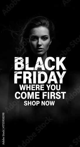 Vertical Black Friday Sale Story Monochromatic Woman Fashion Graphic