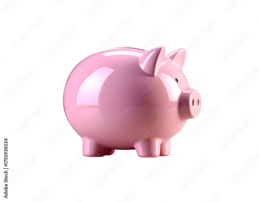 Fototapeta premium pink piggy bank isolated on transparent background, png 