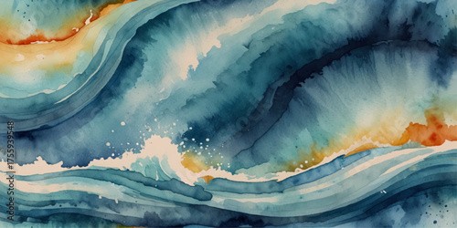 Abstract wavy water ocean background. Abstract ocean splashing waves.	