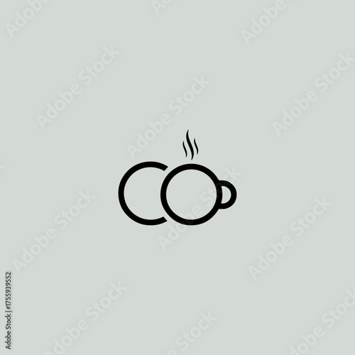 Letter CO with coffee logo icon flat vector design.