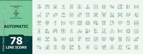 Automatic icon set. Trendy minimal icons. Editable vector art and illustration. Technology icon set. Includes symbols for ai, transport, car, technology, robot and more.
