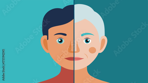 Before and After Two sidebyside silhouettes of a face one showing sagging skin and wrinkles the other with firm youthful skin emphasizing the effects of elastin regeneration.