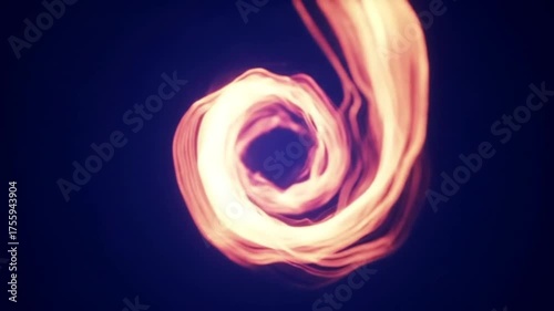A swirling, flowing, abstract composition in warm orange and dark blue colors, a digital rendering