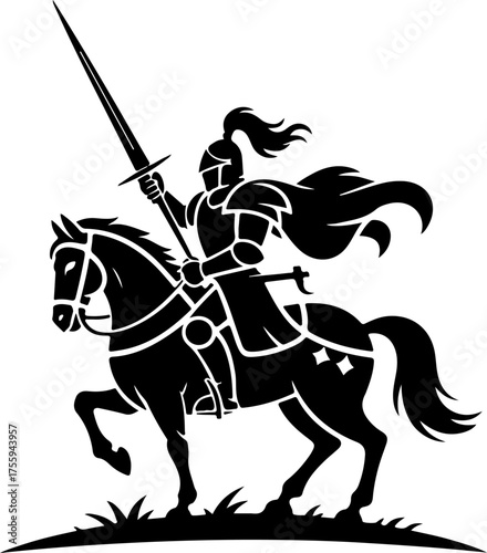 knight on horseback holding a lance