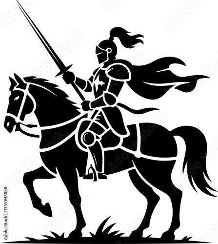 knight on horseback holding a lance
