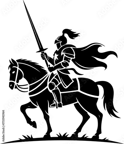 knight on horseback holding a lance