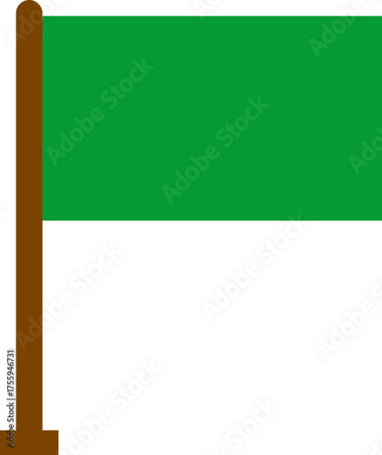 Green flag icon , in flat featuring waving, triangular, rectangular, and pennant flags, symbolizing safety, approval, success, start, and go signal vector illustration for design