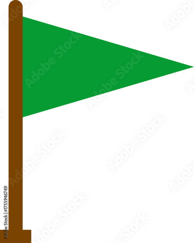 Green flag icon , in flat featuring waving, triangular, rectangular, and pennant flags, symbolizing safety, approval, success, start, and go signal vector illustration for design