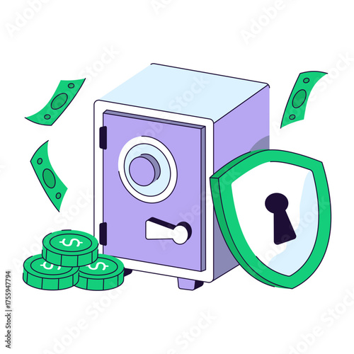 Modern design illustration of secure vault