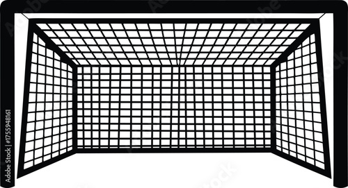 soccer goal net, football goal post silhouette vector illustration