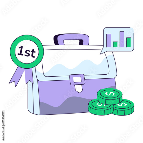 An illustration design of office bag, briefcase vector