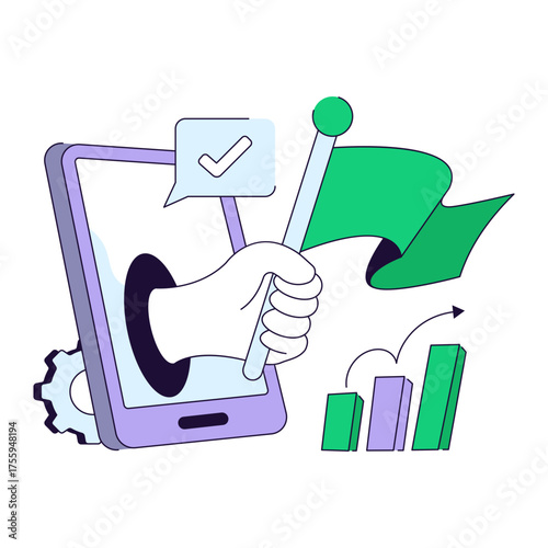 A premium download illustration of mobile data analytics