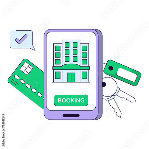 An illustration design of online hotel booking