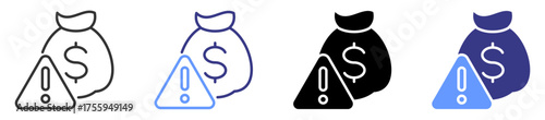budget deficit icon set multiple style