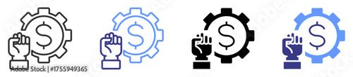 economy reform icon set multiple style