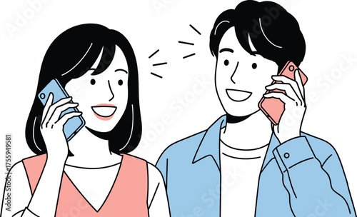 Couple Talking on Mobile Phones - A Visual Representation of Communication and Connection
