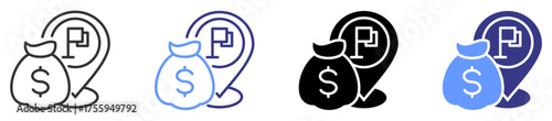 national income icon set multiple style