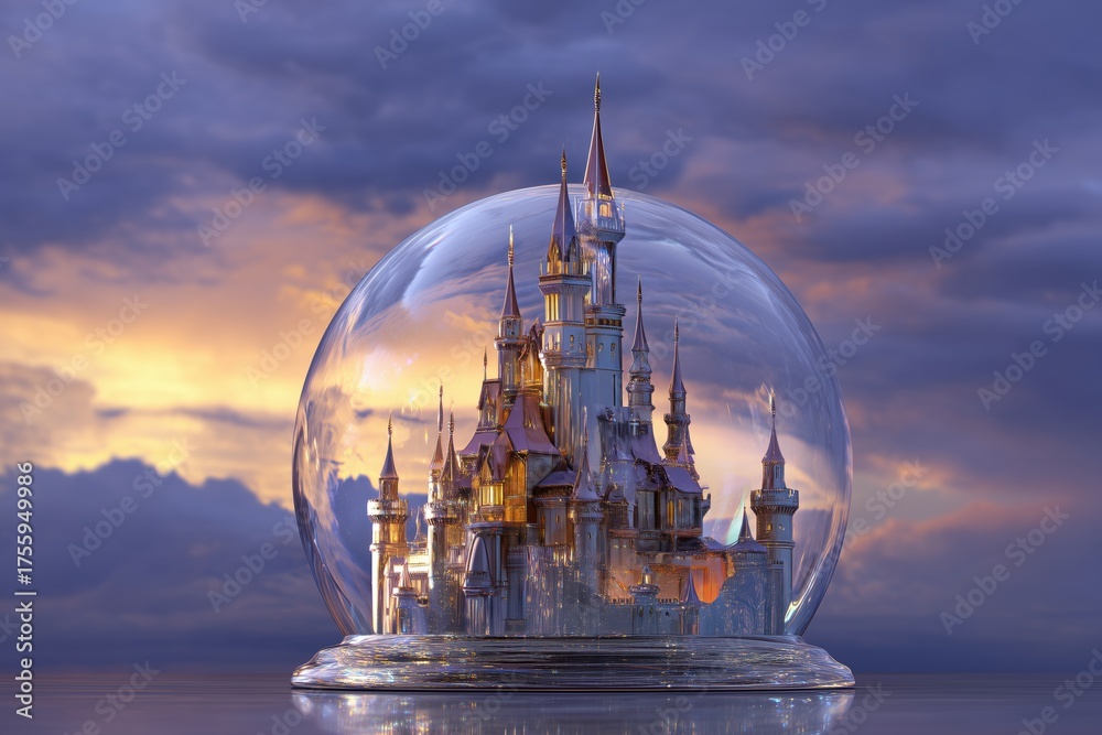 Obraz premium A picture of a castle from a fairy tale. The castle is made of glass.