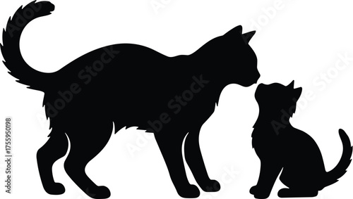 The Gentle Bond of a Mother Cat and Kitten SilhouetteThe Gentle Bond of a Mother Cat and Kitten Silhouette