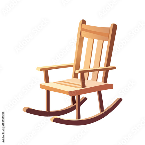 Wooden Rocking Chair Illustration with Realistic Texture for Home Interior Design