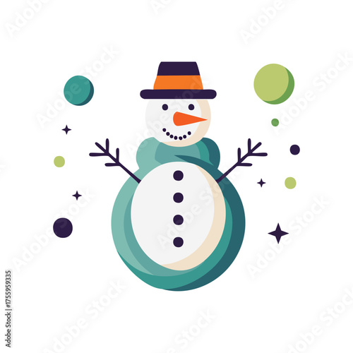 Modern Geometric Snowman with Colorful Hat for Contemporary Christmas Design
