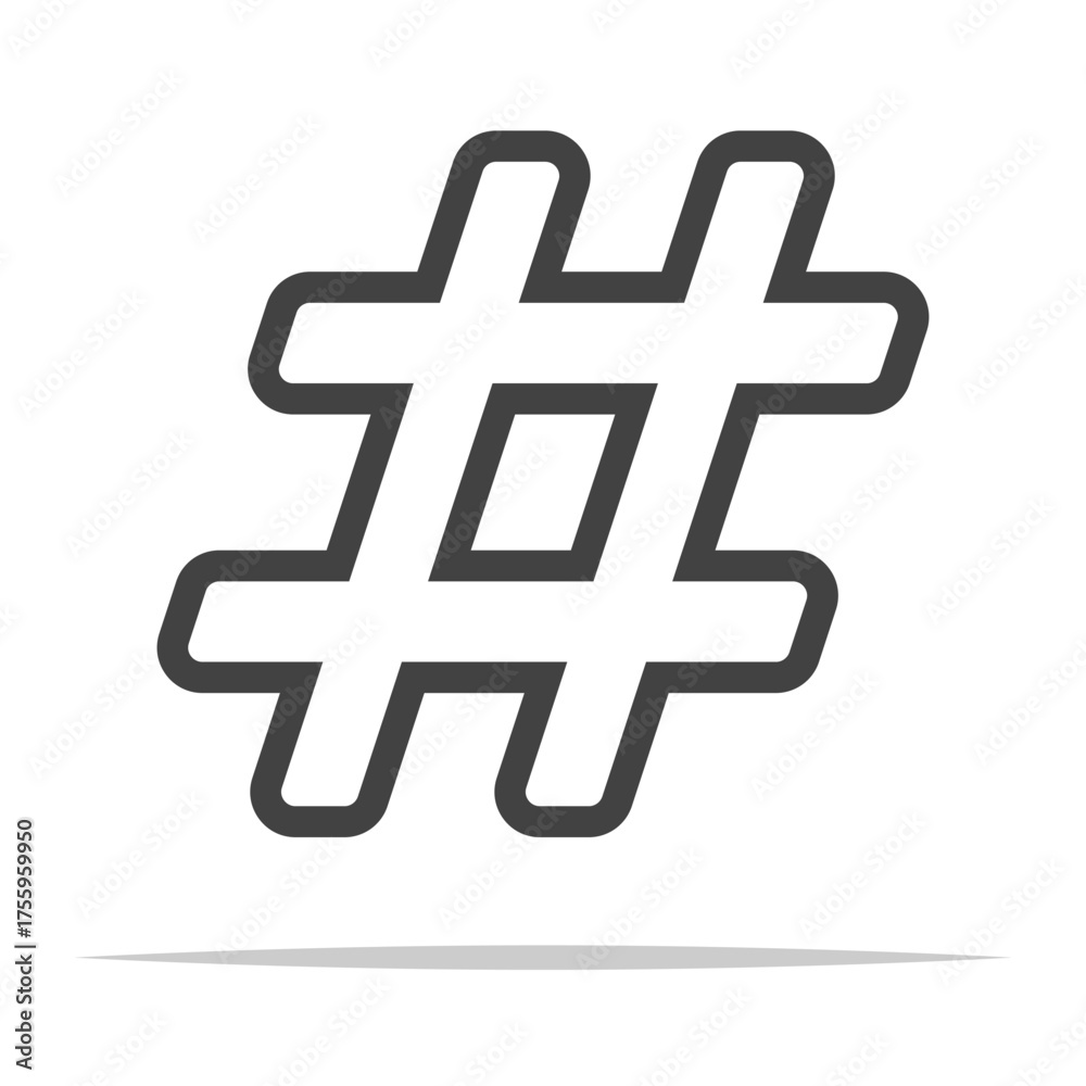 Obraz premium Hashtag symbol outline icon transparent vector isolated
