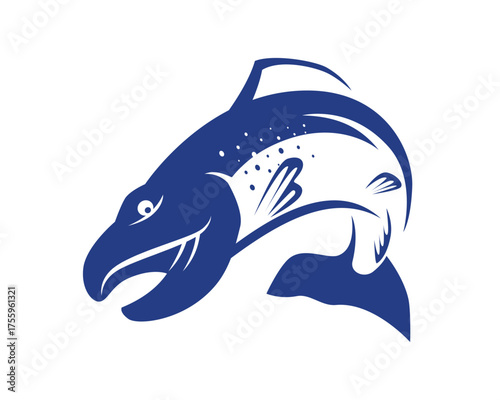 Trout Fish with Jumping of the Water Gesture Illustration