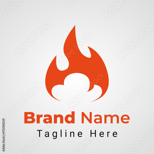 Fire Cloud Logo, combination of clouds and fire icon