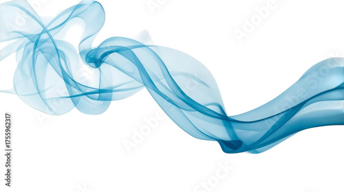 Abstract Blue Swirls of Smoke Flowing and Creating Delicate Waves in Motion