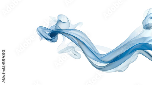 Abstract Flowing Silk Fabric Waves and Wisps of Light Blue and White