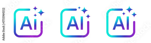 Generative Ai logo set. Artificial intelligence icon symbol. Vector illustration and png transparent