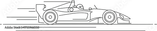 Dynamic line art racing car speed motion effect side view artistic sketch isolated on transparent background