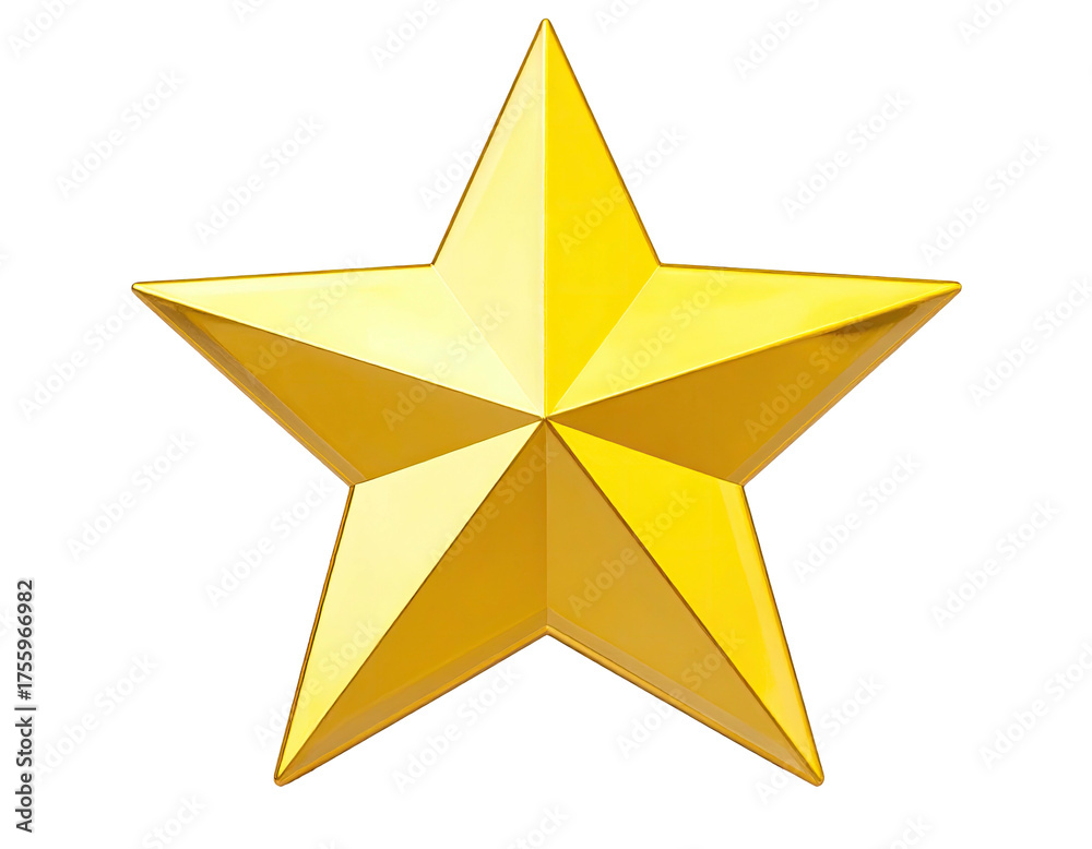 Obraz premium A bright, five-pointed gold star illustration, rendered in a detailed, shiny, polished design