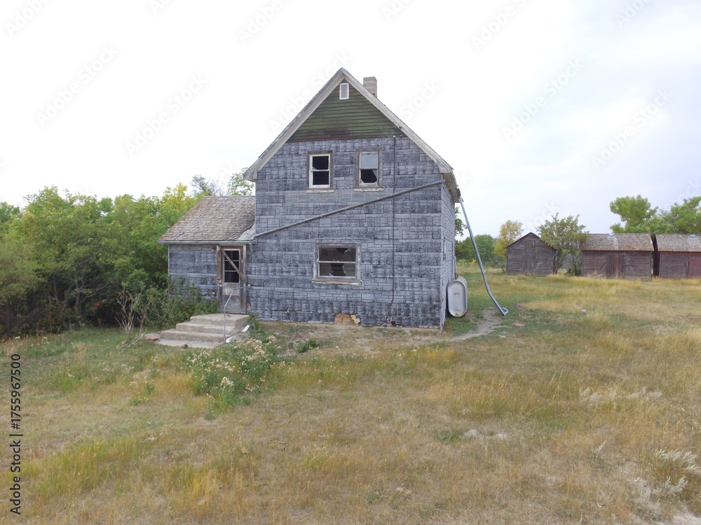 Obraz premium Drone View if an Abandoned Prairie Farm