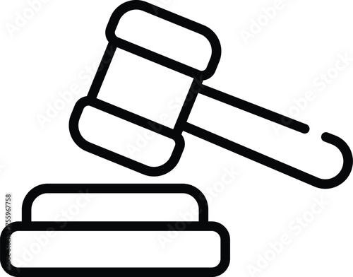 a simple black line drawing of a gavel