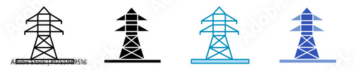 Transmission Tower  Icon Set Multiple Style Collection